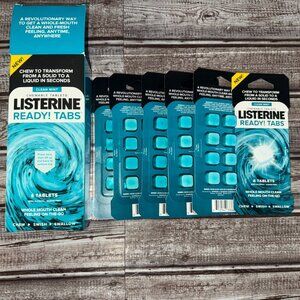 6x Listerine Clean Mint Chewable Ready Tabs On The Go Mouth Clean 8 Pack .